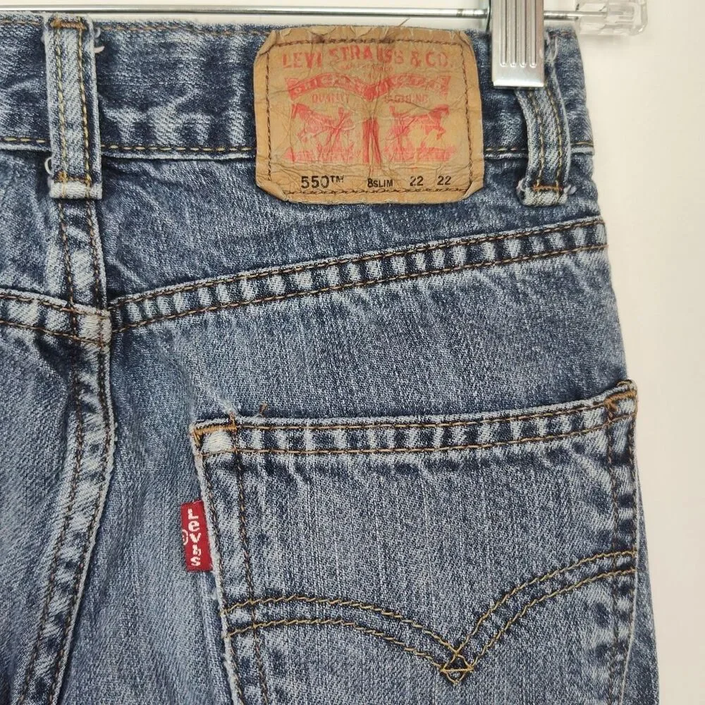 Levi's 550 Relaxed Leg Jeans Boy's Size 8 Slim 22x22 Med. Wash Blue Straight Leg